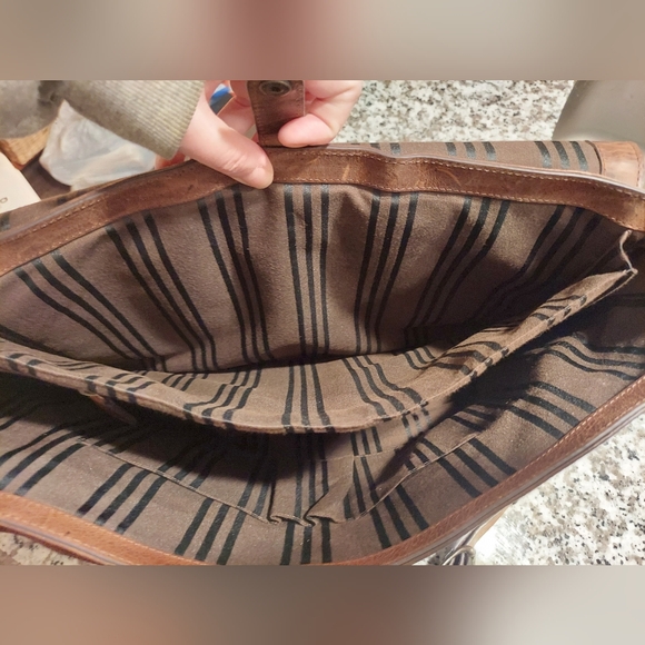 Frye Briefcase With Long Strap - Worn/distressed leather style - Dark Brown - Picture 6 of 17